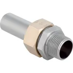 Racor de transición Geberit Mapress Acero Inoxidable con rosca macho y tope de inserción: d=15mm, R=1/2″